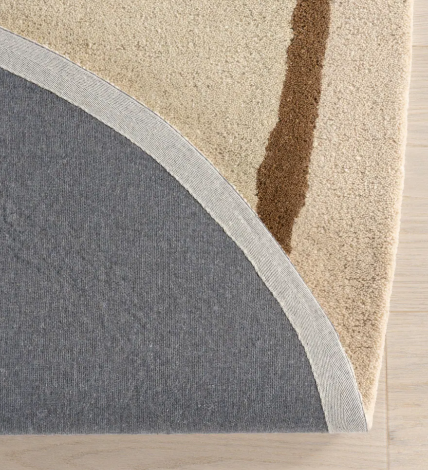Modern Irregular Shape Rug – Hand-Tufted Beige & Brown Abstract Carpet for Living Room, Bedroom & Office Decor