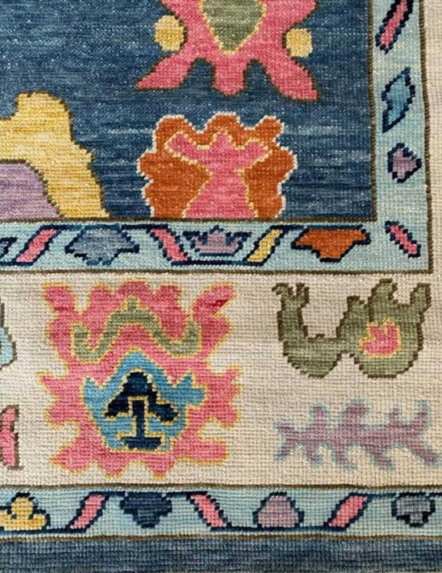 Hand Knotted Oushak Rug – Vintage Turkish Design | Luxury Wool Area Carpet for Living Room