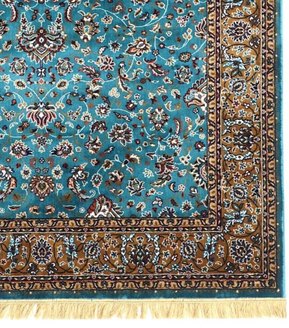 Luxury Silk Carpet – Persian Design Blue Area Rug | Soft, Shiny, Premium Home Decor