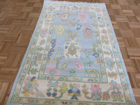 Hand Knotted Oushak Rug – Vintage Turkish Design Carpet, Soft Pastel Area Rug, Boho Home Decor, Living Room Handmade Wool Carpet