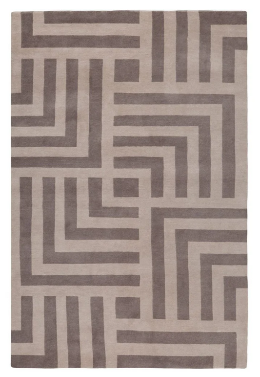 Modern Geometric Maze Pattern Area Rug – Neutral Gray & Beige Contemporary Carpet for Living Room, Bedroom & Office Décor