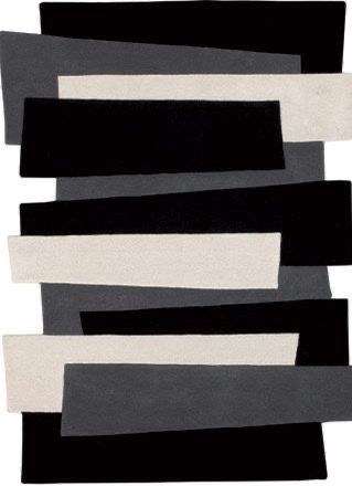 Black and Grey Abstract Area Rug – Modern Geometric Striped Carpet for Living Room, Bedroom & Office Décor