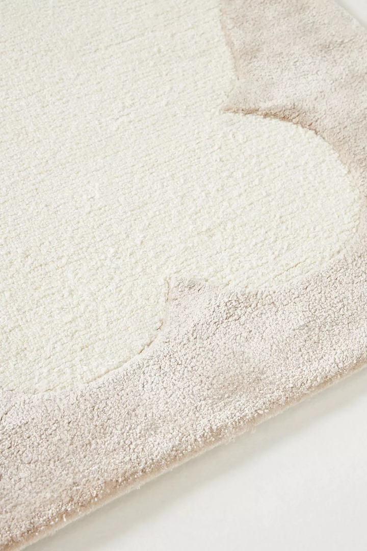 Elegant Beige Border Area Rug | Modern Minimalist Neutral Carpet for Living Room, Bedroom & Home Décor