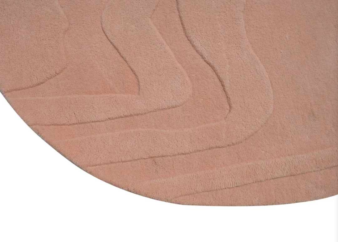Abstract Irregular Hand Tufted Rug – Modern Peach Pink Area Rug, Organic Shape Contemporary Carpet for Living Room Bedroom Decor