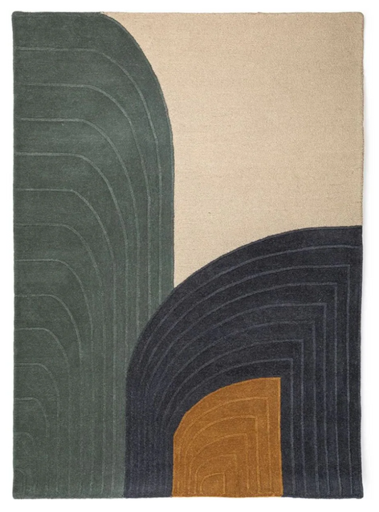Geometric Modern Area Rug – Multi-Color Hand-Tufted Wool Carpet for Contemporary Living Room & Bedroom Décor