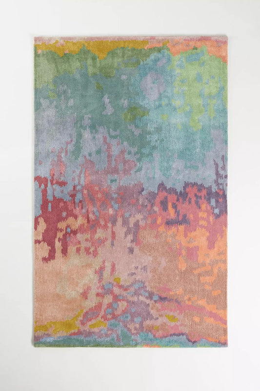 Abstract Pastel Hand Tufted Wool Rug – Modern Colorful Area Rug, Contemporary Artistic Carpet, Handmade Luxury Living Room & Bedroom Decor, Custom Size Rug