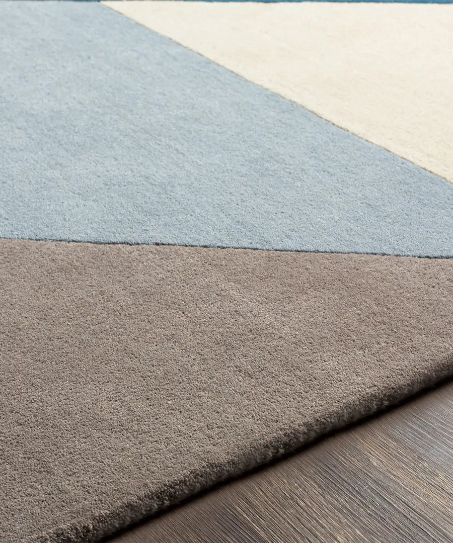 Modern Geometric Area Rug – Abstract Blue, Beige & Gray Contemporary Carpet for Living Room & Bedroom Decor