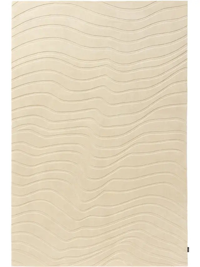 Modern Beige Wave Pattern Area Rug – Minimalist Neutral Carpet for Living Room, Bedroom & Office Décor