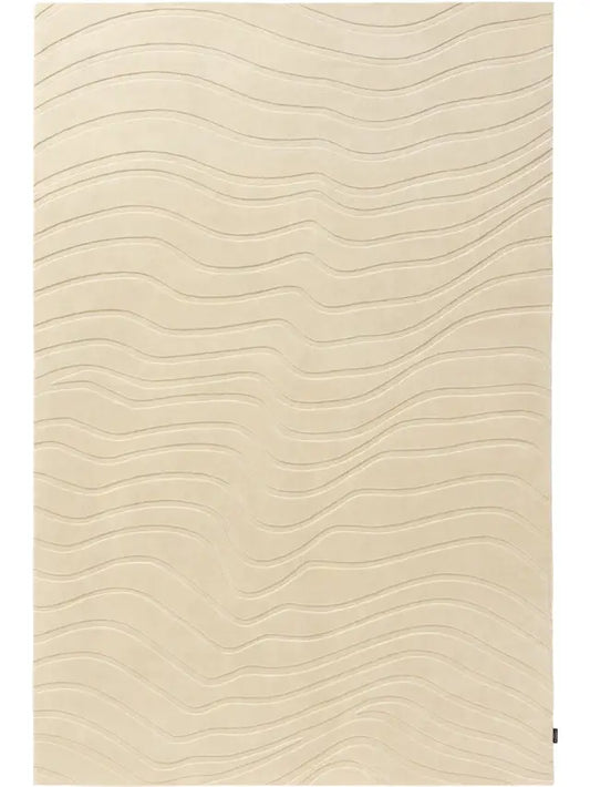 Modern Beige Wave Pattern Area Rug – Minimalist Neutral Carpet for Living Room, Bedroom & Office Décor