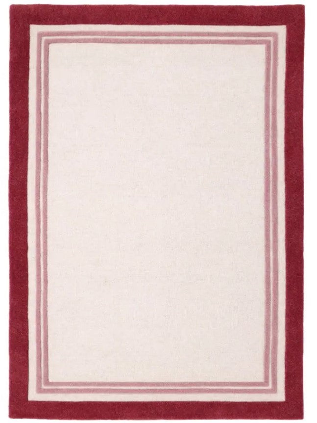 Hand Tufted New Zealand Wool Rug – Modern Minimalist Border Area Rug for Living Room & Bedroom