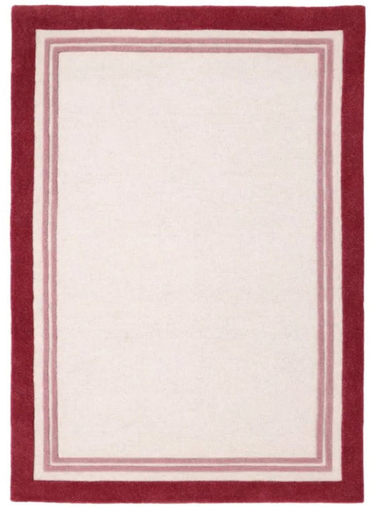 Hand Tufted New Zealand Wool Rug – Modern Minimalist Border Area Rug for Living Room & Bedroom