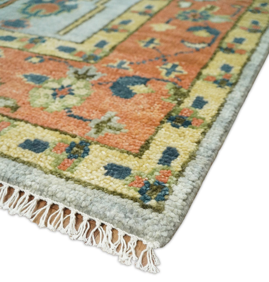 Handknotted Oushak Rug – Authentic Turkish Wool Area Carpet with Vintage Floral Design | Luxury Oriental Rug