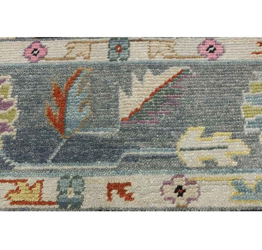 Hand-Knotted Oushak Rug – Luxury Wool Area Rug, Floral Oriental Design for Living Room & Bedroom