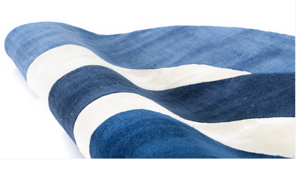 Modern Oval Blue Gradient Rug – Abstract Lunar Phase Design, Hand-Tufted Contemporary Carpet for Living Room & Bedroom Decor