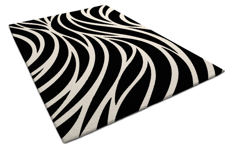 Black and White Zebra Print Rug – Modern Animal Pattern Carpet for Living Room, Bedroom & Home Décor
