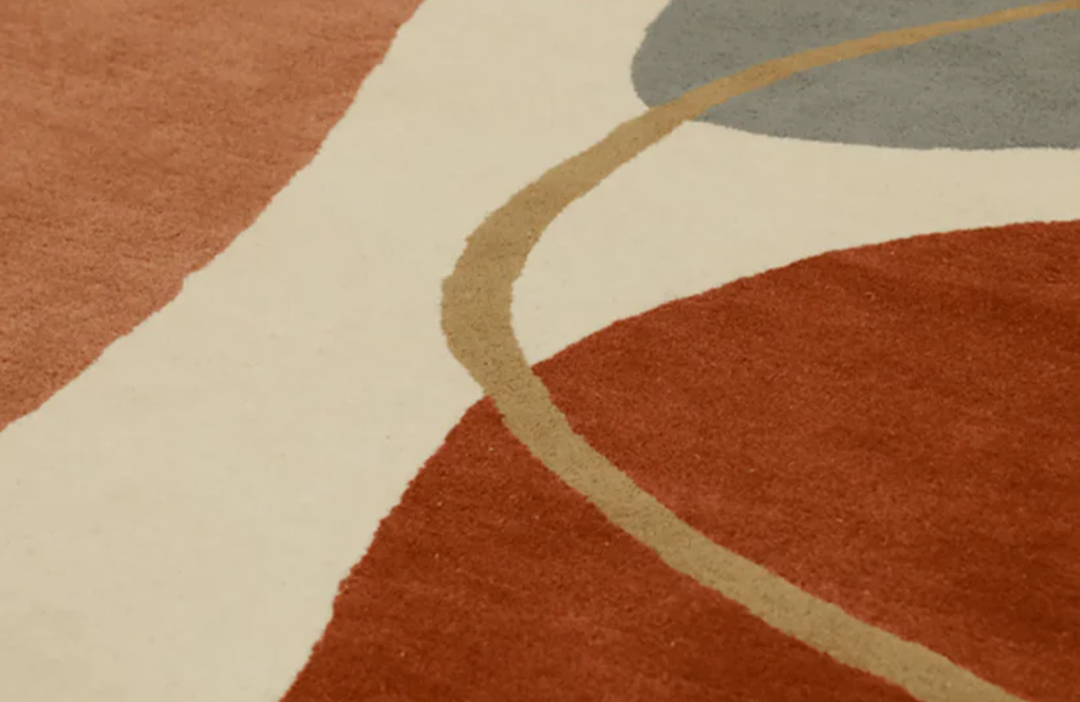 Modern Round Abstract Rug – Handtufted Wool Carpet | Contemporary Geometric Area Rug for Living Room & Bedroom Decor