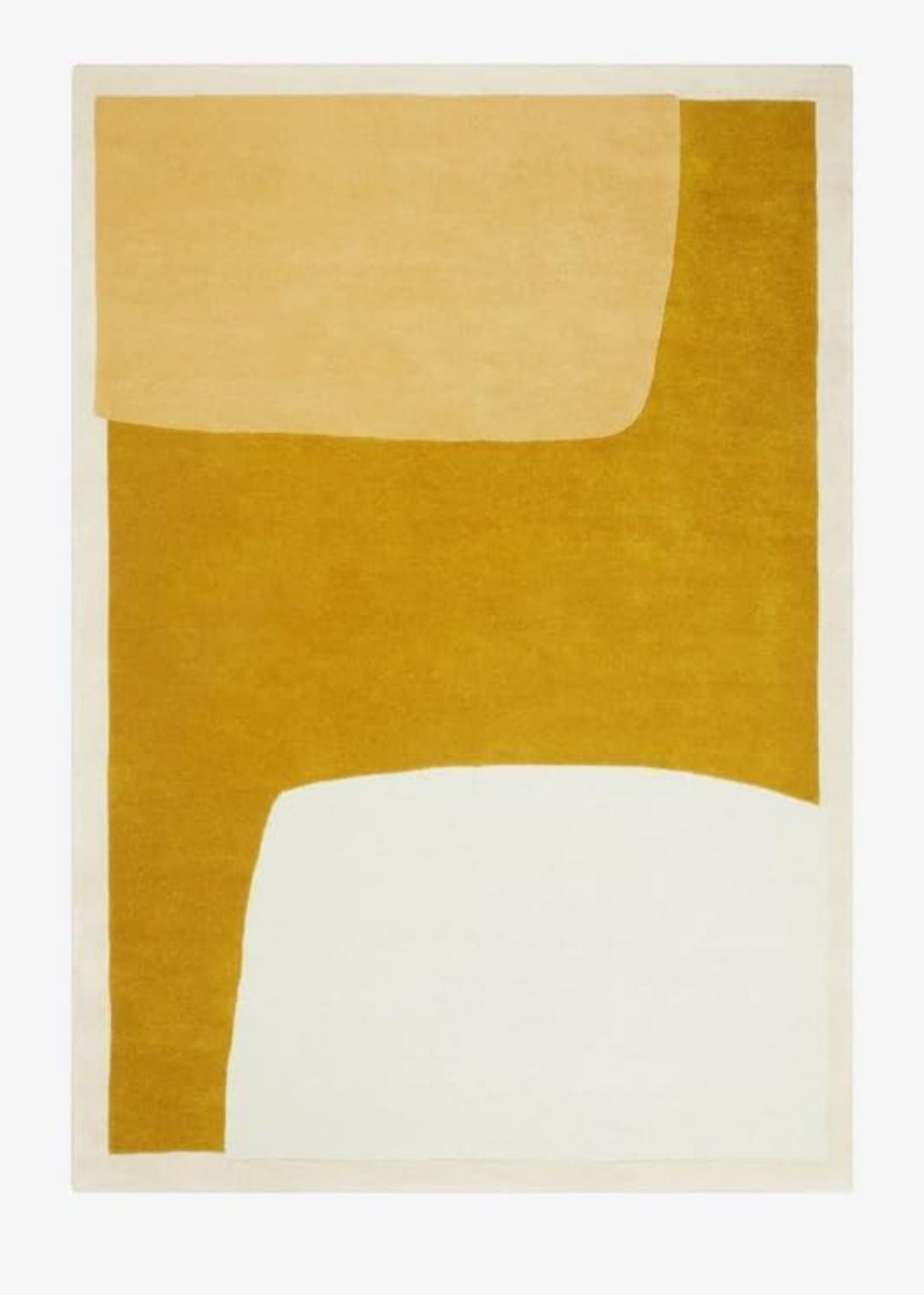 Modern Mustard and Cream Abstract Area Rug – Hand-Tufted Wool Carpet for Living Room, Bedroom or Office Decor