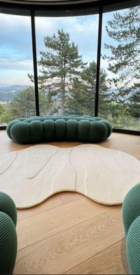 Modern Organic Aesthetic – Plush Rug in a Serene Lounge Setting Nuha Rugs
