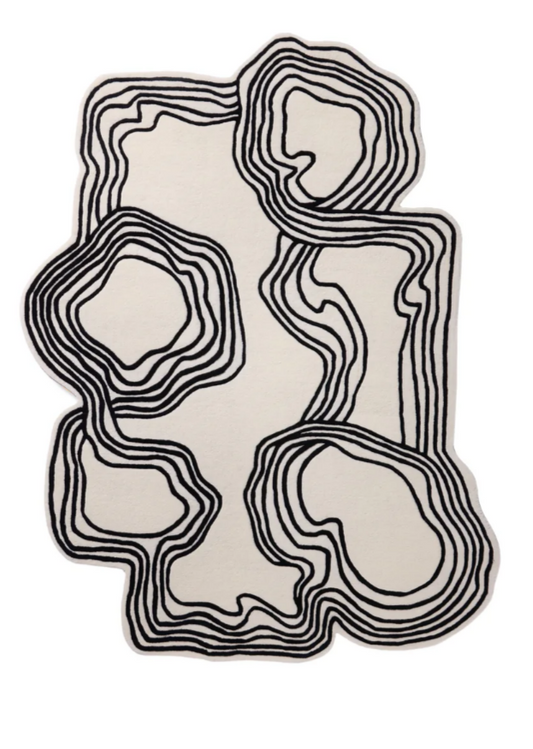 Abstract Black and White Modern Area Rug – Contemporary Artistic Carpet for Living Room, Bedroom & Studio Décor