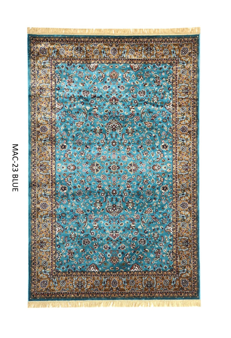 Luxury Silk Carpet – Persian Design Blue Area Rug | Soft, Shiny, Premium Home Decor