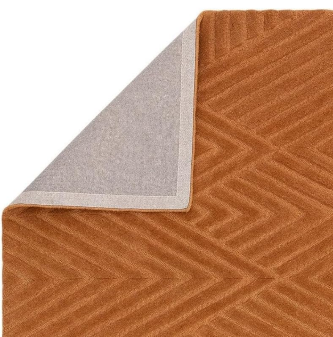 Hand-Tufted Geometric Orange Rug | Modern Area Carpet for Living Room & Home Decor