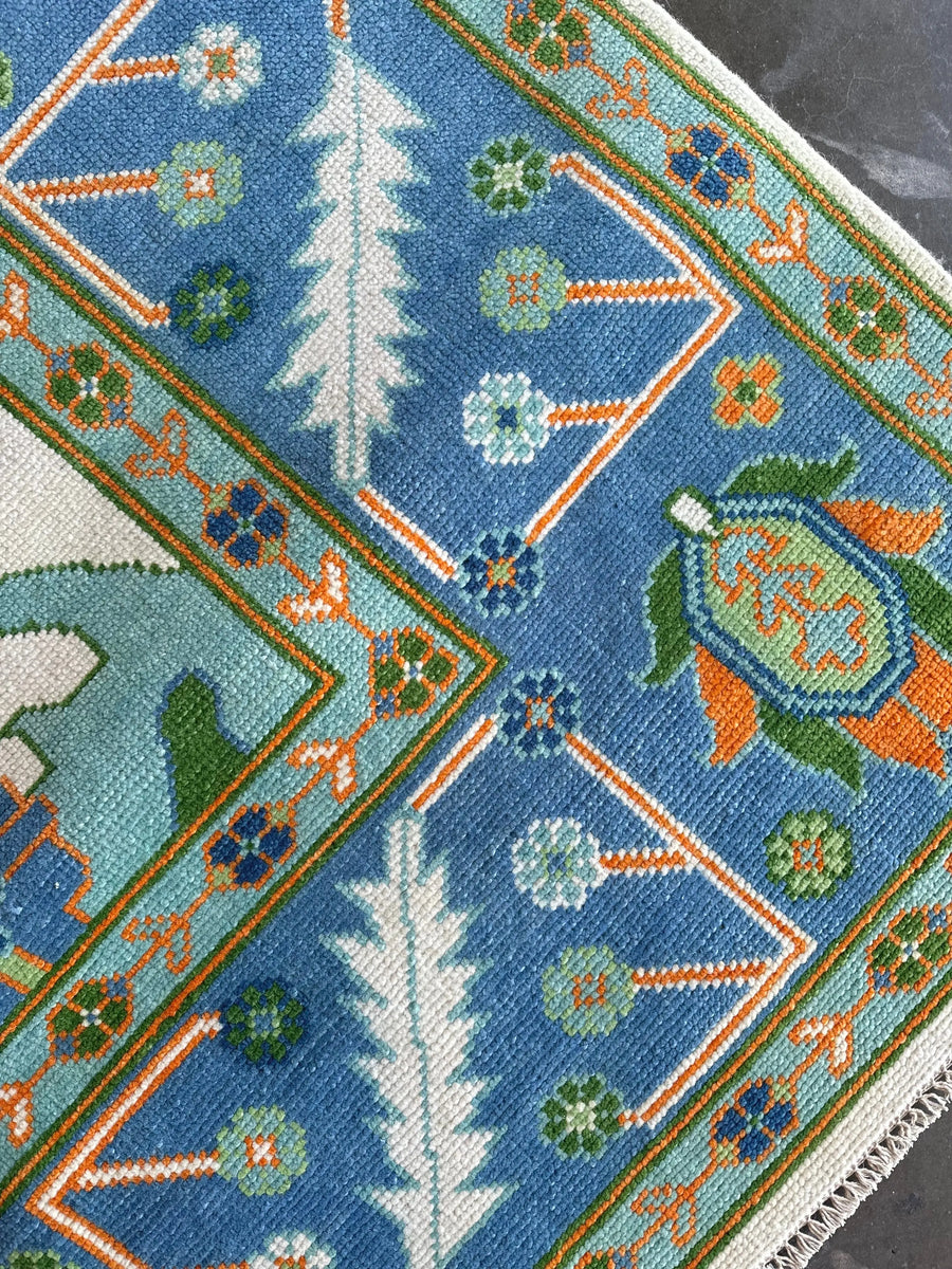 Luxury Hand Knotted Oushak Rug – Authentic Turkish Design | Soft Wool Vintage Style Carpet