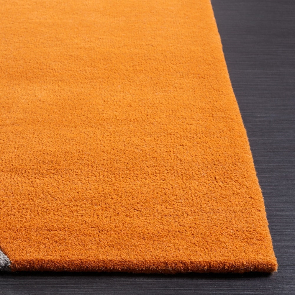 Modern Grey and Orange Abstract Area Rug – Minimalist Geometric Pattern Carpet for Living Room, Bedroom & Office Decor