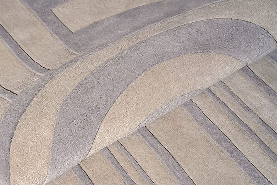 Modern Geometric Hand-Tufted Rug | Luxury Grey & Beige Arch Design Carpet for Living Room & Bedroom Decor