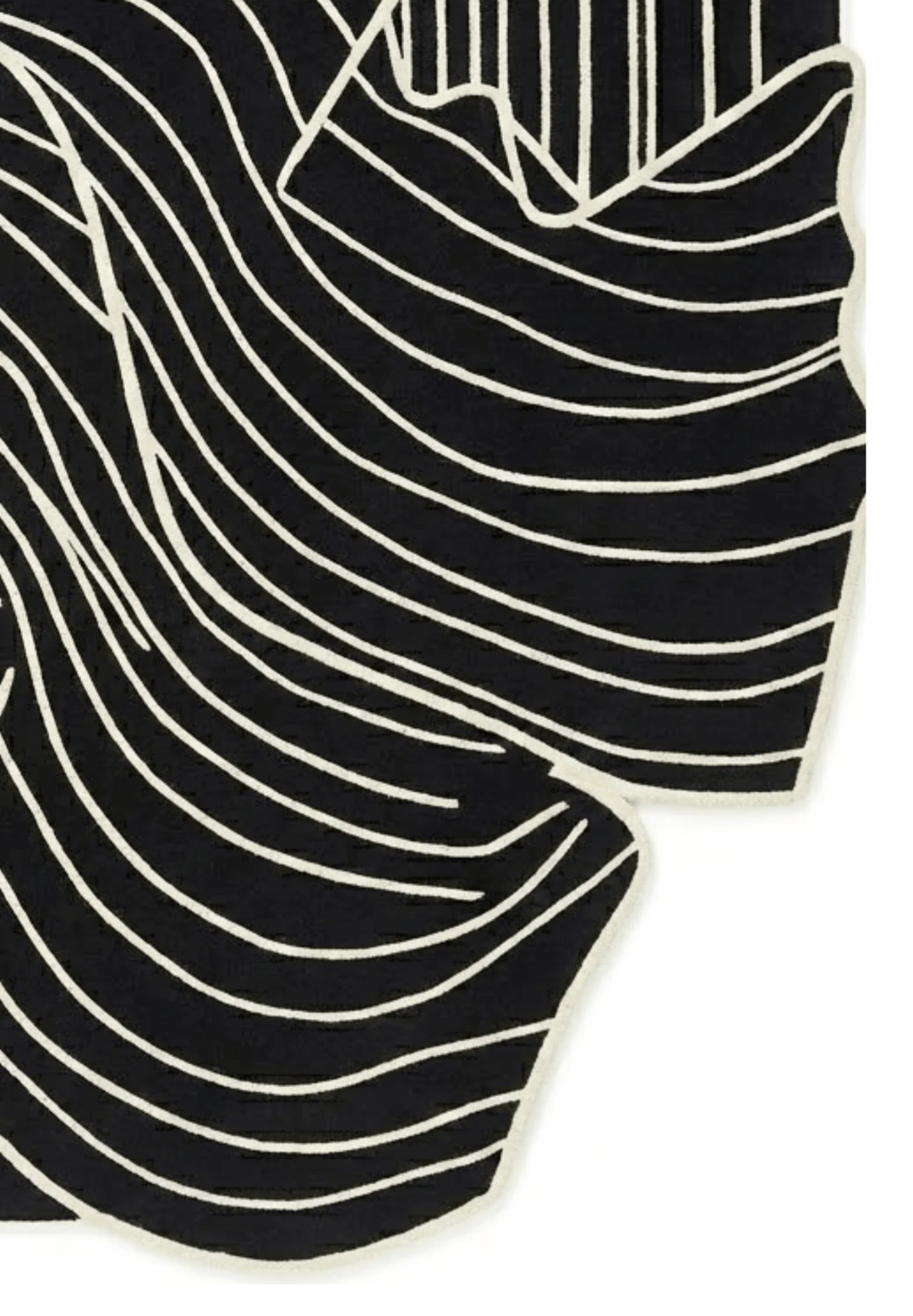 Abstract Black & Ivory Hand Tufted Rug – Modern Sculptural Designer Area Rug