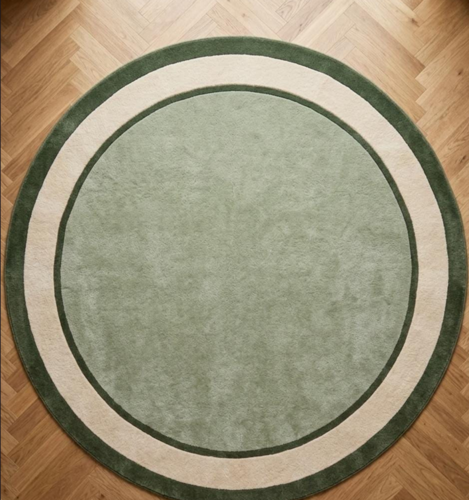 Hand Tufted Round Green Area Rug, Modern Minimalist Wool Rug, Scandinavian Living Room Carpet, Sage Green Circle Rug, Contemporary Handmade Floor Rug, Luxury Home Decor