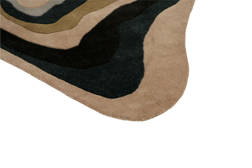 Modern Abstract Layered Geometric Area Rug – Hand Tufted Earth Tone Accent Carpet for Living Room & Bedroom Décor