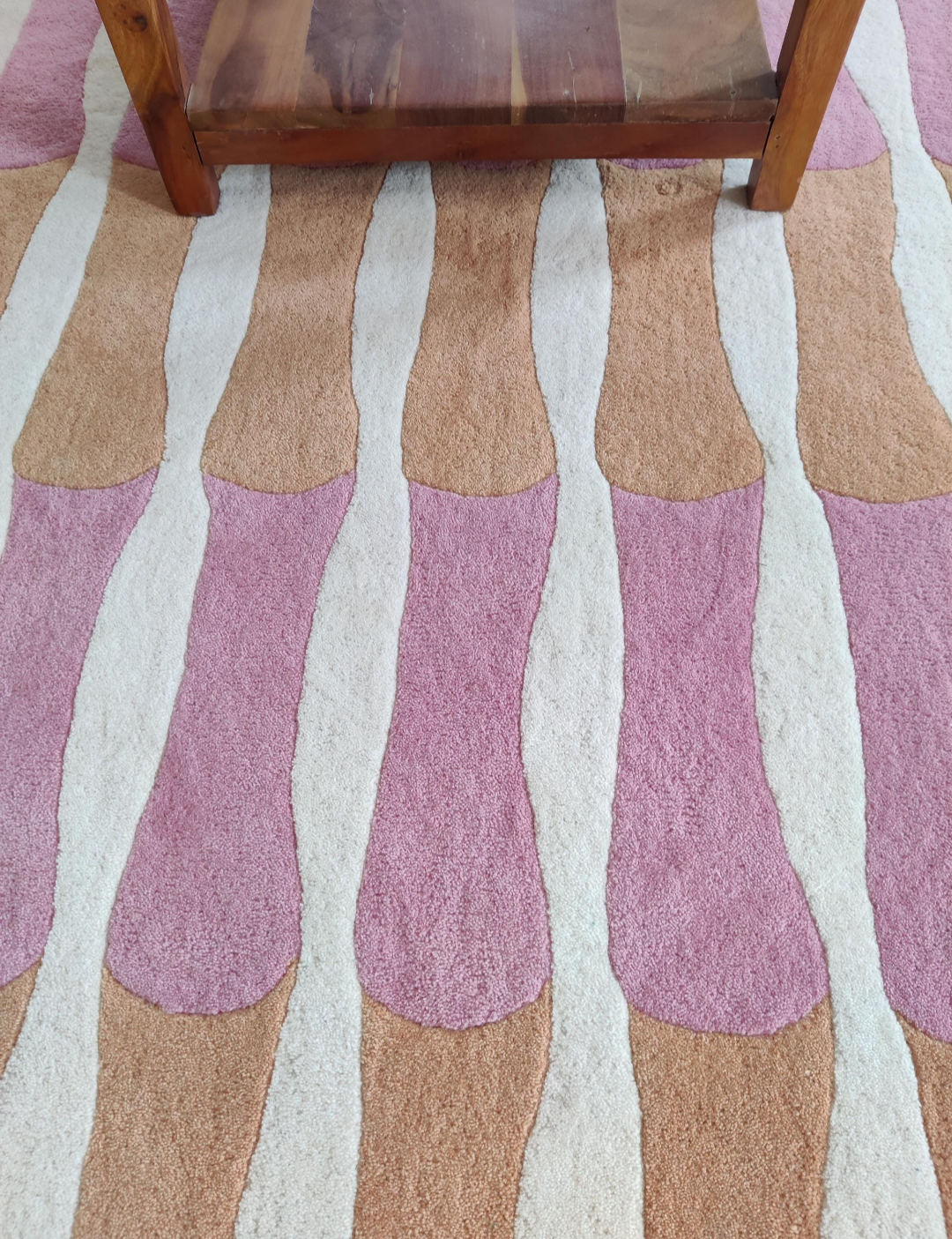 Modern Pink & Orange Geometric Rug | Handmade Wool Carpet for Living Room, Bedroom & Home Décor