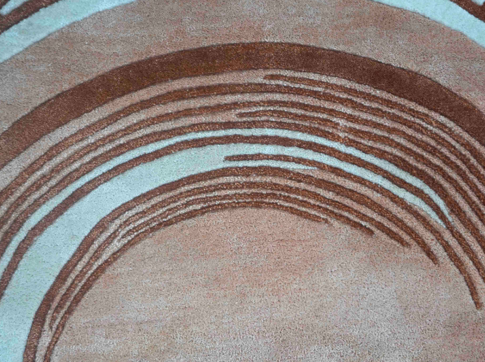 Luxury Round Area Rug with Greek Key Border – Modern Abstract Circle Design, Handcrafted Soft Carpet for Living Room & Bedroom Decor
