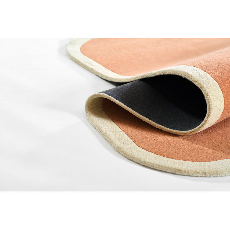 Rust Orange Minimalist Area Rug with Cream Border – Modern Hand-Tufted Carpet for Living Room, Bedroom & Office Décor
