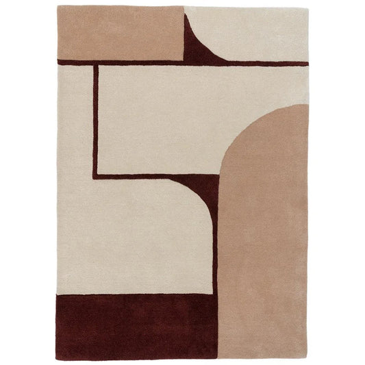 Modern Beige and Brown Geometric Area Rug – Contemporary Abstract Minimalist Carpet for Living Room, Bedroom & Home Décor
