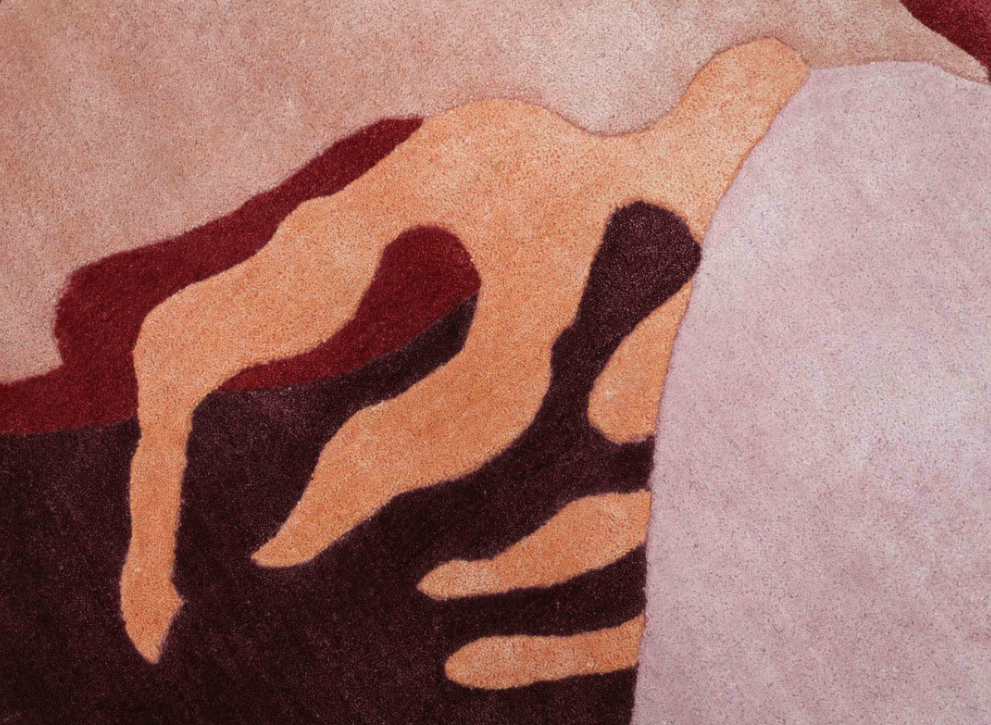 Abstract Floral Shaped Rug – Handmade Modern Red & Pink Wool Carpet | Unique Statement Area Rug for Living Room & Bedroom Decor