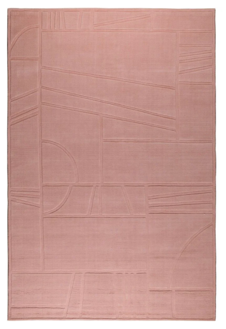 Blush Pink Geometric Area Rug – Modern Minimalist Textured Carpet for Living Room, Bedroom & Office Décor