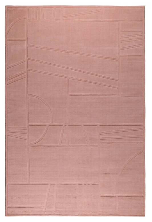 Blush Pink Geometric Area Rug – Modern Minimalist Textured Carpet for Living Room, Bedroom & Office Décor