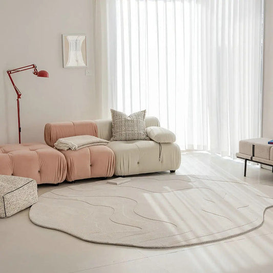 Modern Abstract Irregular Area Rug for Living Room | Soft Minimalist Carpet for Home Decor & Cozy Interiors