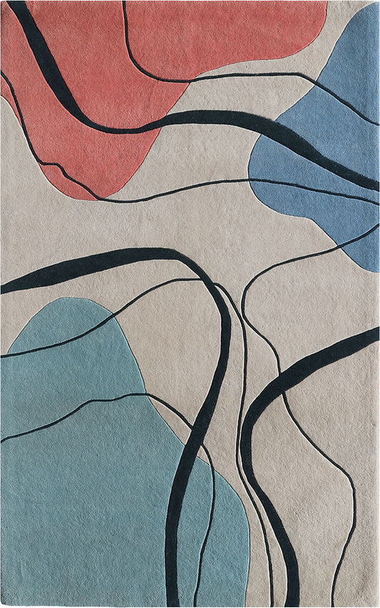 Contemporary Abstract Hand-Tufted Rug | Modern Multicolor Art Carpet for Living Room & Bedroom Decor