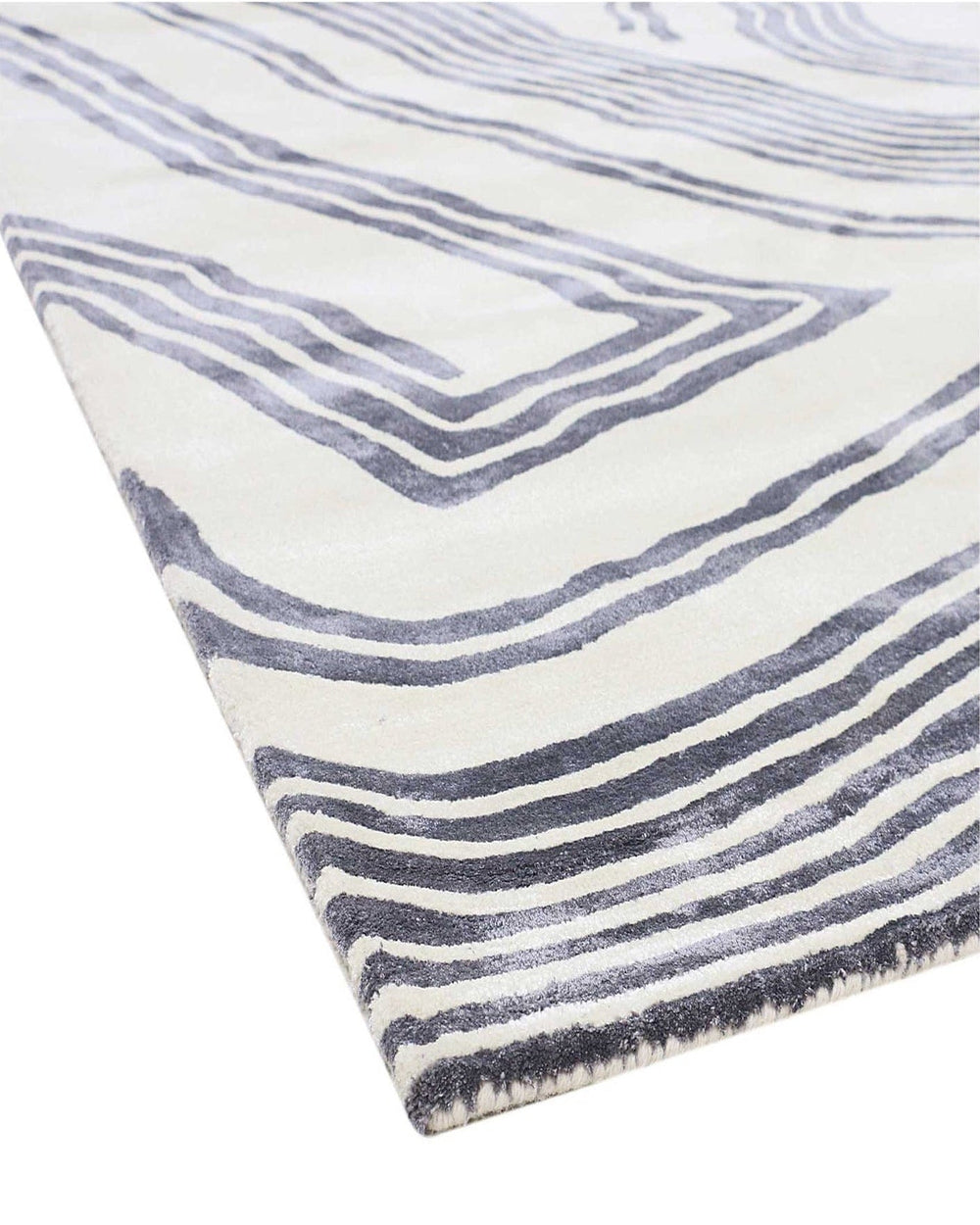Modern Abstract Hand Tufted Wool Rug, Navy Blue Wave Pattern Rug, Contemporary Area Rug for Living Room, Minimalist Carpet, Luxury Handmade Rug