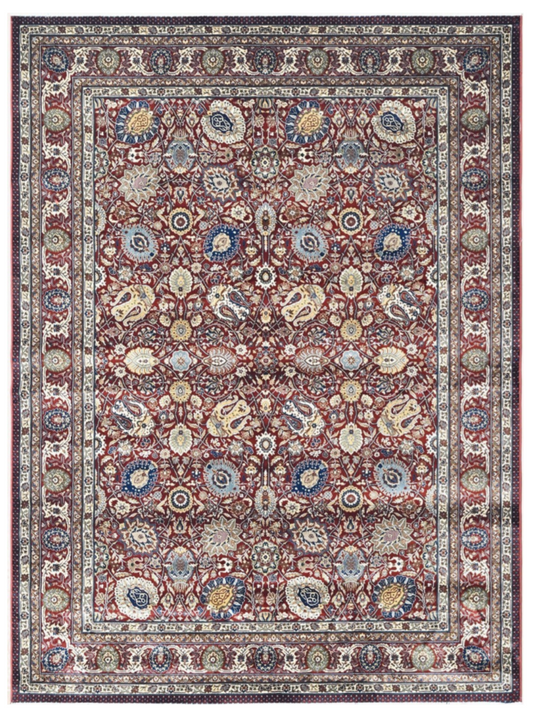 Luxury Persian Silk Rug | Rich Red Traditional Floral Medallion Design | Elegant Oriental Style Area Rug