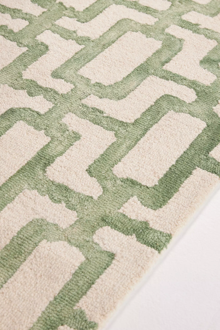 Hand Tufted Sage Green Geometric Rug, Modern Wool Area Rug, Scandinavian Minimalist Carpet, Contemporary Living Room Rug, Custom Handmade Rug, Bedroom Decor
