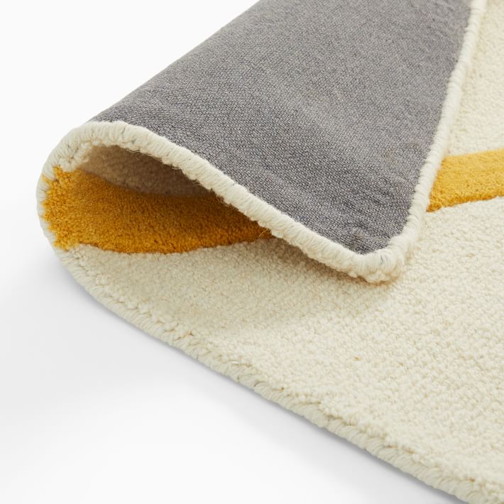 Sunburst Hand-Tufted Rug | Modern Yellow & White Abstract Area Carpet | Bold Geometric Accent Rug for Living Room, Bedroom & Office