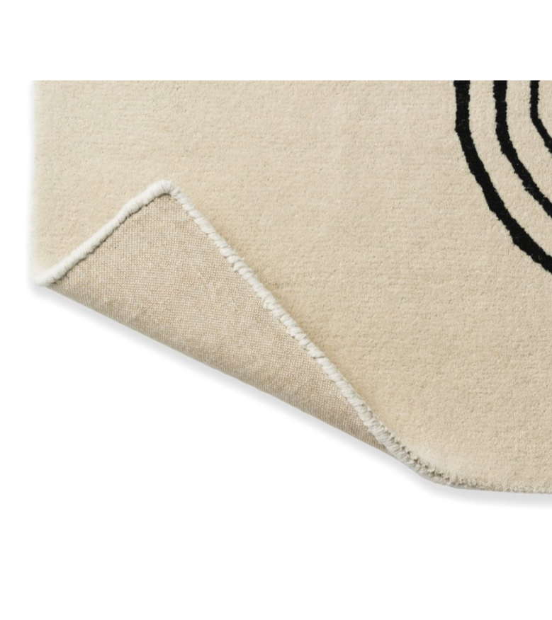 Modern Abstract Beige & Black Wool Rug – Hand-Tufted Contemporary Swirl Pattern for Living Room, Bedroom & Office Décor