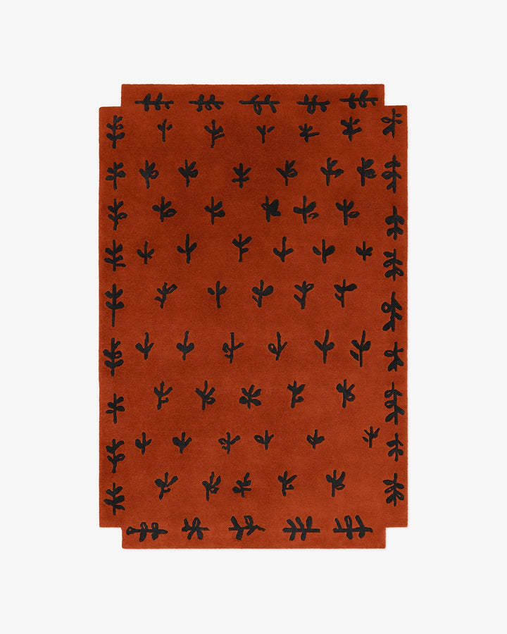 Hand Tufted Rust Orange Geometric Area Rug, Modern Abstract Wool Rug, Minimalist Handmade Carpet, Contemporary Living Room Rug, Luxury Artisan Home Decor