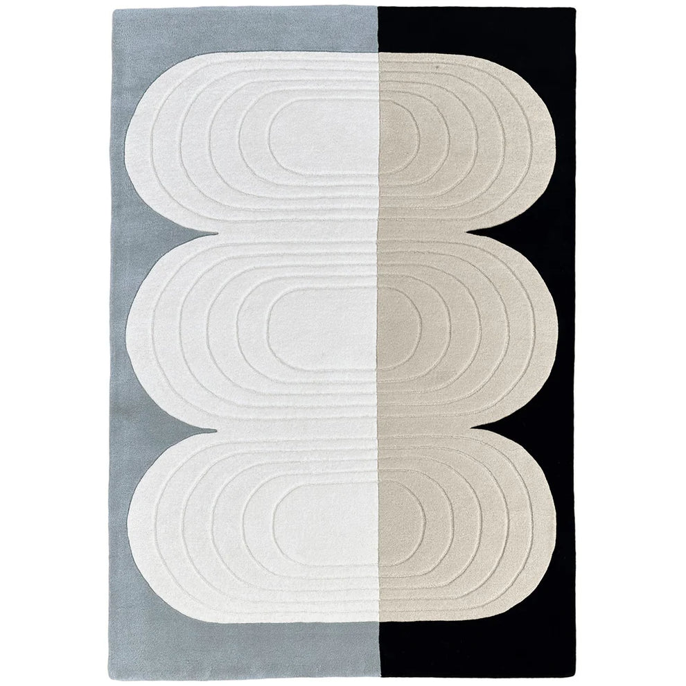 Modern Geometric Area Rug – Black, Grey & Beige Contemporary Abstract Carpet for Living Room, Bedroom & Office Décor
