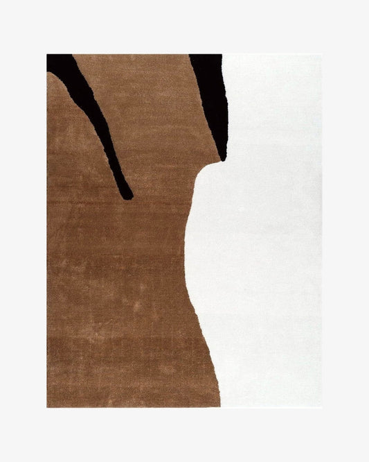 Modern Abstract Hand Tufted Wool Rug, Brown Black Ivory Area Rug, Contemporary Minimalist Carpet, Scandinavian Living Room Rug, Handmade Designer Rug