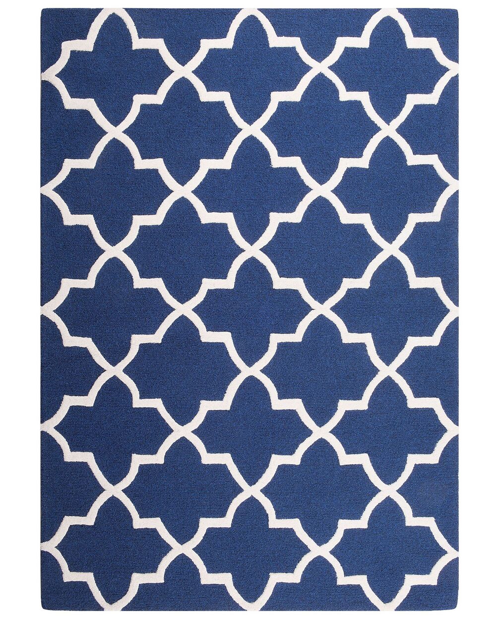 Moroccan Trellis Area Rug – Hand-Tufted Wool Navy Blue & Ivory Geometric Carpet for Living Room, Bedroom, Office & Modern Home Decor