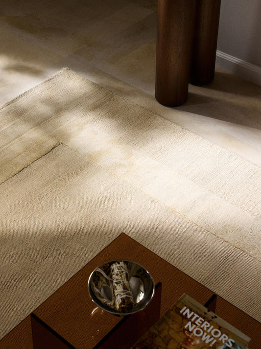 Beige Hand-Tufted Area Rug – Soft Minimalist Border Carpet for Modern Living Room, Bedroom, or Office Decor
